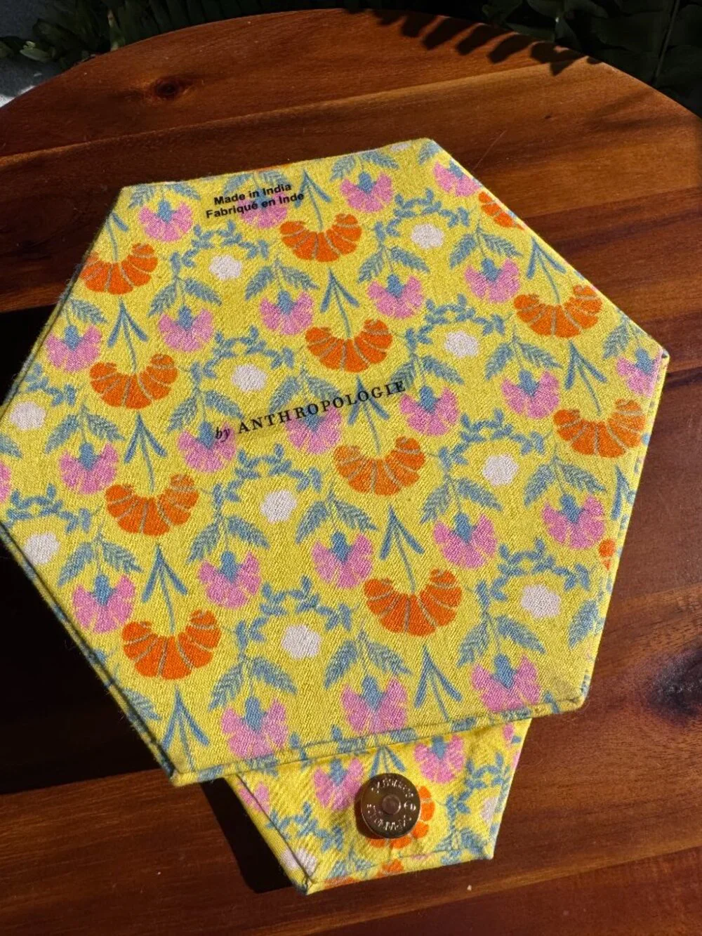 Anthropologie Annie Floral Fabric Cover Jewellery Box Bumblebee Magnetic Lid